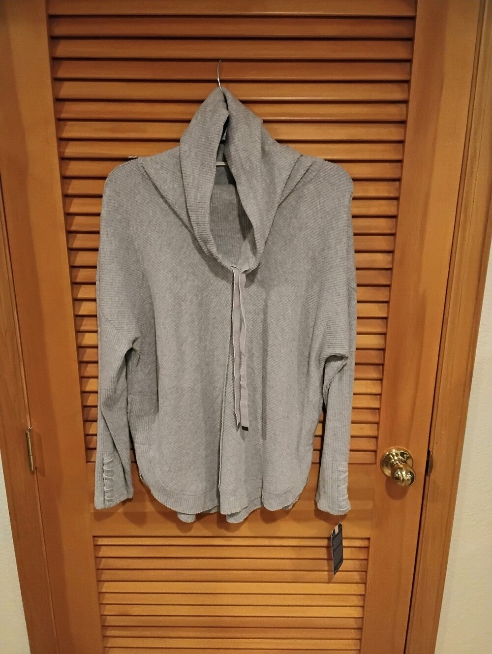 NWT Soft Democracy Lt. Grey Ribbed Sweater Large Firm Price